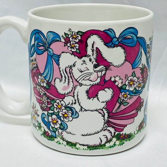 Bunny & Blooms Ceramic Mug 11 Oz 1995 Flowers Inc. Balloons Korea - Picture 4 of 11